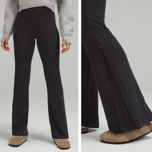 lululemon athletica Pants - Lululemon Brushed Softstreme Ribbed Zip Flared Pant 32.5" In Black Size 0